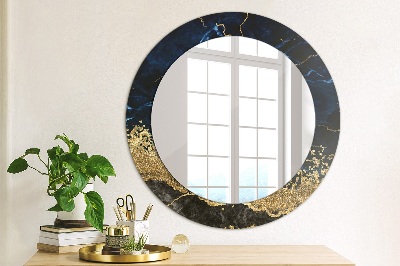 Round mirror printed frame Blue marble