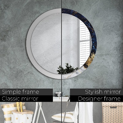 Round mirror printed frame Blue marble