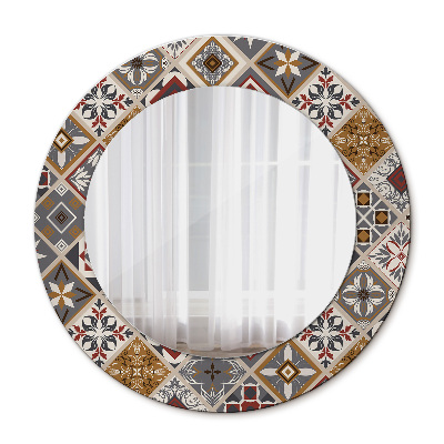 Round mirror printed frame Turkish pattern