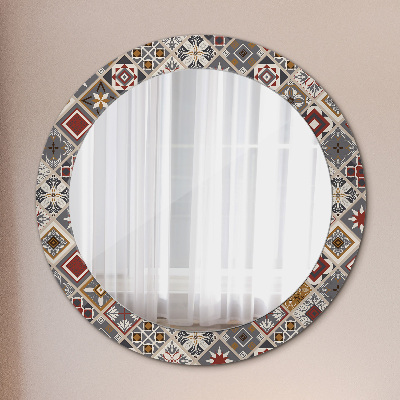 Round mirror printed frame Turkish pattern