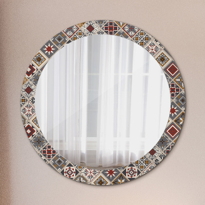 Round mirror printed frame Turkish pattern