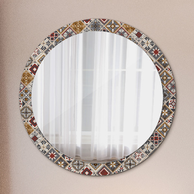 Round mirror printed frame Turkish pattern