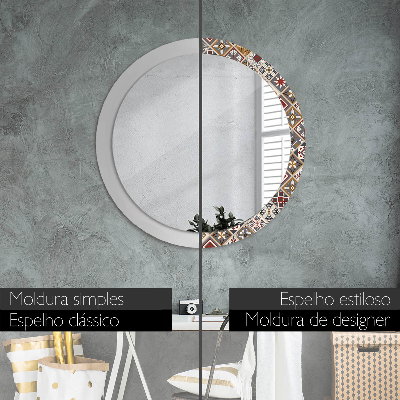 Round mirror printed frame Turkish pattern