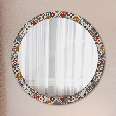 Round mirror printed frame Turkish pattern