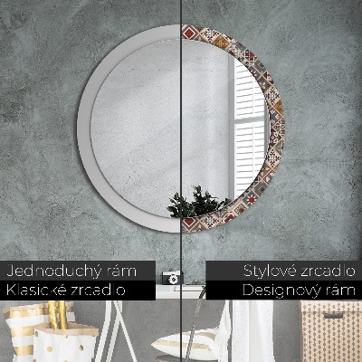 Round mirror printed frame Turkish pattern