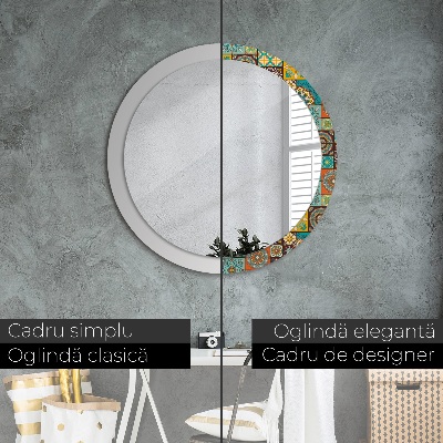 Round mirror print Arabic pattern