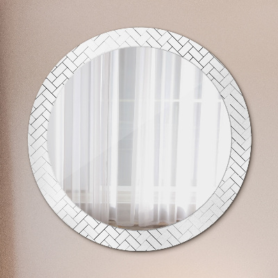 Round mirror decor Herringbone