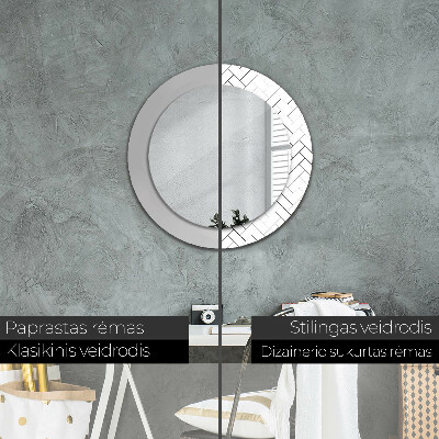 Round mirror decor Herringbone