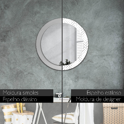 Round mirror decor Herringbone