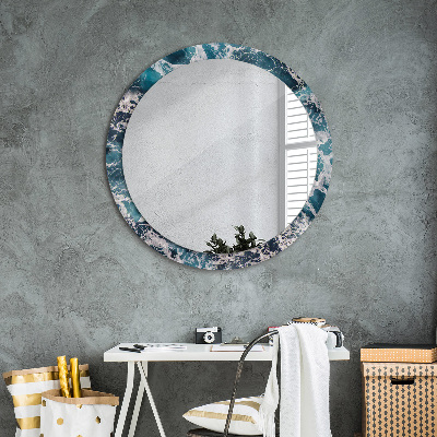 Round decorative wall mirror Stormy sea