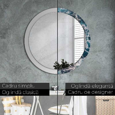 Round decorative wall mirror Stormy sea