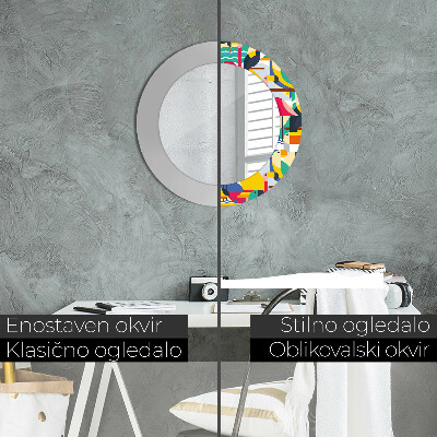 Round decorative wall mirror Geometric tropical birds