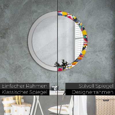 Round decorative wall mirror Geometric tropical birds