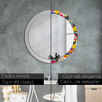 Round decorative wall mirror Geometric tropical birds