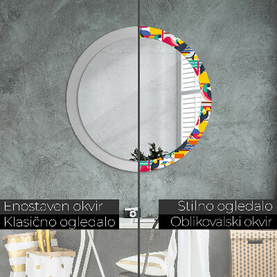 Round decorative wall mirror Geometric tropical birds