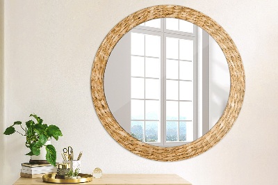 Round decorative wall mirror Reed texture