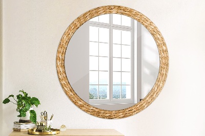 Round decorative wall mirror Reed texture