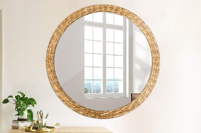 Round decorative wall mirror Reed texture