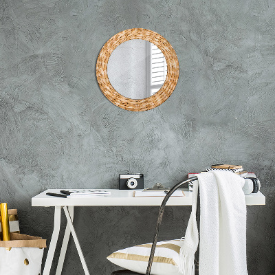 Round decorative wall mirror Reed texture