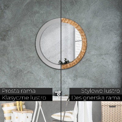 Round decorative wall mirror Reed texture