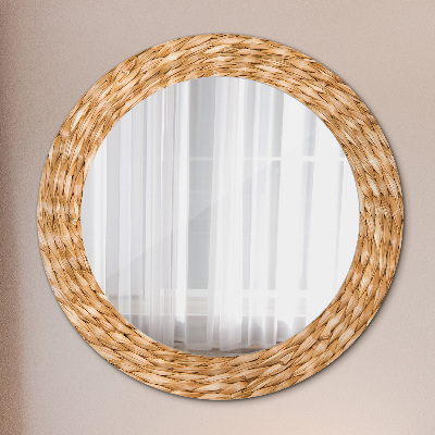 Round decorative wall mirror Reed texture