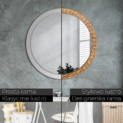 Round decorative wall mirror Reed texture