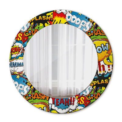 Round decorative wall mirror Comics style pattern