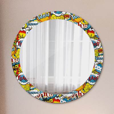 Round decorative wall mirror Comics style pattern