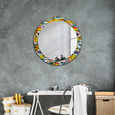 Round decorative wall mirror Comics style pattern