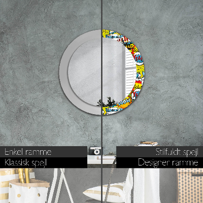 Round decorative wall mirror Comics style pattern