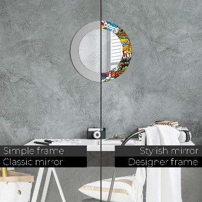 Round decorative wall mirror Comics style pattern