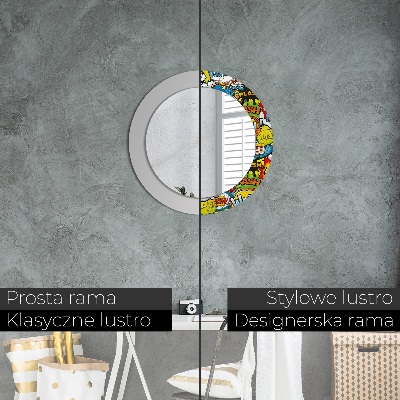 Round decorative wall mirror Comics style pattern