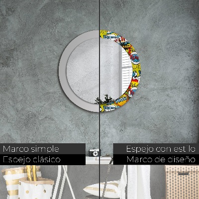 Round decorative wall mirror Comics style pattern