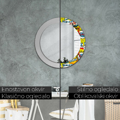 Round decorative wall mirror Comics style pattern