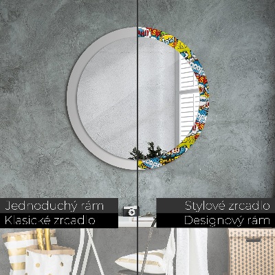 Round decorative wall mirror Comics style pattern