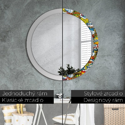 Round decorative wall mirror Comics style pattern