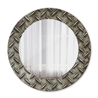 Round decorative wall mirror Steel texture