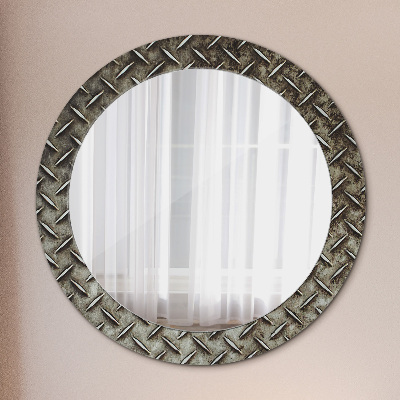 Round decorative wall mirror Steel texture