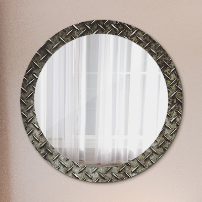 Round decorative wall mirror Steel texture