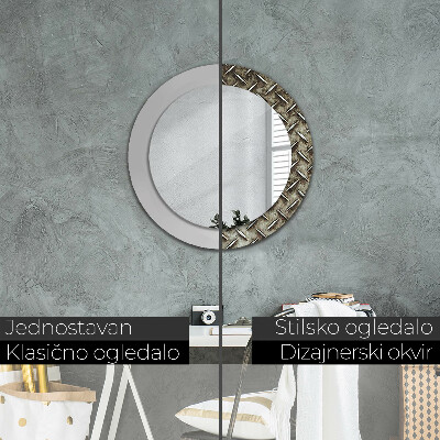 Round decorative wall mirror Steel texture