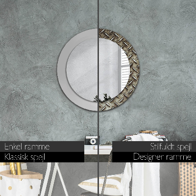 Round decorative wall mirror Steel texture