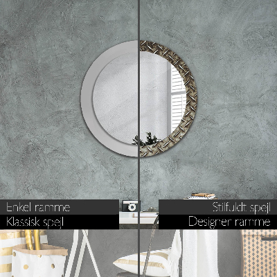 Round decorative wall mirror Steel texture