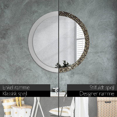 Round decorative wall mirror Steel texture