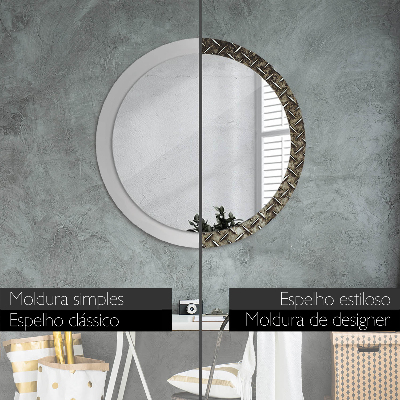 Round decorative wall mirror Steel texture