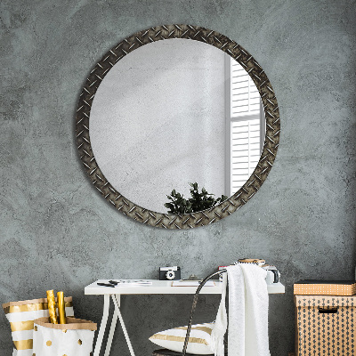 Round decorative wall mirror Steel texture