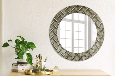 Round decorative wall mirror Steel texture