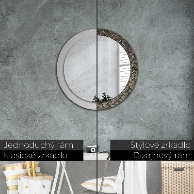 Round decorative wall mirror Steel texture