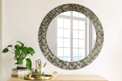 Round decorative wall mirror Steel texture