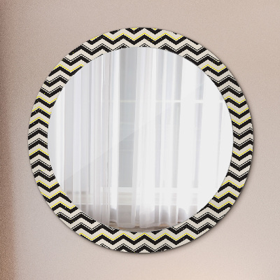 Round mirror printed frame Zig-zag pattern