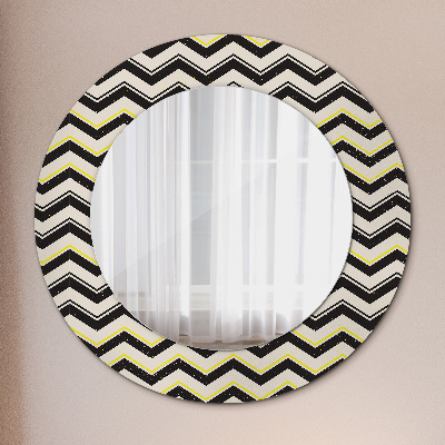 Round mirror printed frame Zig-zag pattern